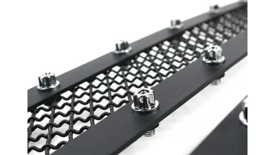 Spec-D Rivet Style Black Stainless Steel 2PC Mesh Grille Insert Chevrolet Silverado 1500 2014-2015                                     - HBG-SIV1415BKSS2P-YH - Image 3