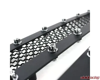 Spec-D Rivet Style Black Stainless Steel 2PC Mesh Grille Insert Chevrolet Silverado 1500 2014-2015 - HBG-SIV1415BKSS2P-YH