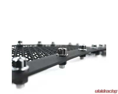 Spec-D Rivet Style Black Stainless Steel 2PC Mesh Grille Insert Chevrolet Silverado 1500 2014-2015 - HBG-SIV1415BKSS2P-YH