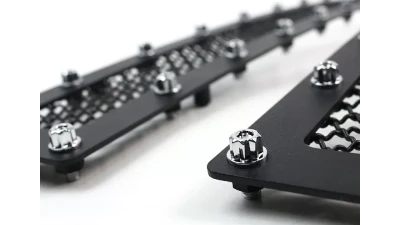 Spec-D Rivet Style Black Stainless Steel 2PC Mesh Grille Insert Chevrolet Silverado 1500 2014-2015                                     - HBG-SIV1415BKSS2P-YH - Image 5