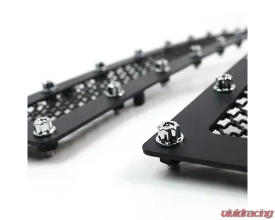 Spec-D Rivet Style Black Stainless Steel 2PC Mesh Grille Insert Chevrolet Silverado 1500 2014-2015 - HBG-SIV1415BKSS2P-YH