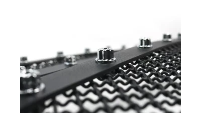 Spec-D Rivet Style Black Stainless Steel 2PC Mesh Grille Insert Chevrolet Silverado 1500 2014-2015                                     - HBG-SIV1415BKSS2P-YH - Image 6