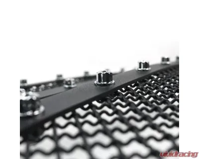 Spec-D Rivet Style Black Stainless Steel 2PC Mesh Grille Insert Chevrolet Silverado 1500 2014-2015 - HBG-SIV1415BKSS2P-YH