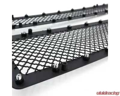 Spec-D Rivet Style Black Stainless Steel 2PC Mesh Grille Insert Chevrolet Silverado 1500 2014-2015 - HBG-SIV1415BKSS2P-YH