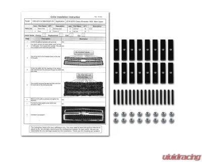 Spec-D Rivet Style Black Stainless Steel 2PC Mesh Grille Insert Chevrolet Silverado 1500 2014-2015 - HBG-SIV1415BKSS2P-YH