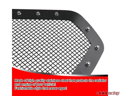Spec-D Rivet Style Black Stainless Steel Mesh Grille Insert Toyota Tacoma 2016-2018 - HBG-TAC16BKSS-YH