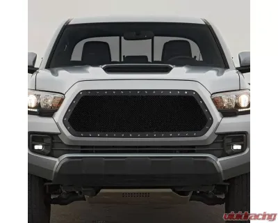 Spec-D Rivet Style Black Stainless Steel Mesh Grille Insert Toyota Tacoma 2016-2018 - HBG-TAC16BKSS-YH