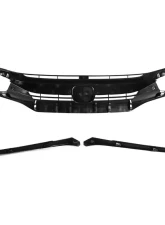 Spec-D Factory Style Glossy Black ABS Mesh Grille w/ Eyebrows Honda Civic 2016-2018                                     - HG-CV16B-BN - Image 7