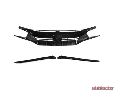 Spec-D Factory Style Glossy Black ABS Mesh Grille w/ Eyebrows Honda Civic 2016-2018 - HG-CV16B-BN