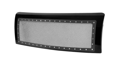 Spec-D Glossy Black ABS Rivet Style Grille w/ Stainless Steel Mesh Ford F-150 2009-2014                                     - HG-F15009JMSS-HJ - Image 10