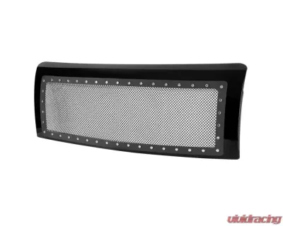Spec-D Glossy Black ABS Rivet Style Grille w/ Stainless Steel Mesh Ford F-150 2009-2014 - HG-F15009JMSS-HJ