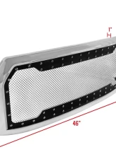 Spec-D Chrome ABS Rivet Style Grille w/ Stainless Steel Mesh Ford F-150 2015-2017                                     - HG-F15015SS - Image 2