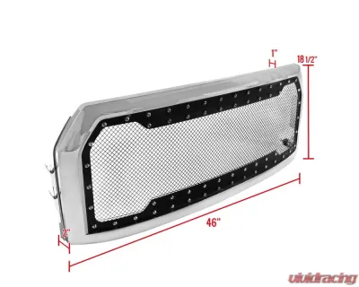 Spec-D Chrome ABS Rivet Style Grille w/ Stainless Steel Mesh Ford F-150 2015-2017 - HG-F15015SS