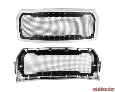 Spec-D Chrome ABS Rivet Style Grille w/ Stainless Steel Mesh Ford F-150 2015-2017 - HG-F15015SS