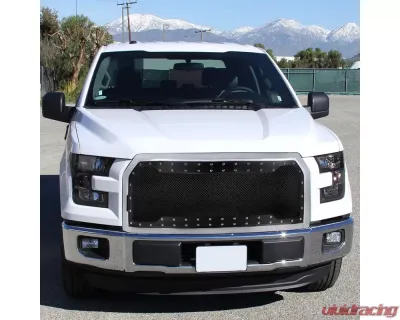 Spec-D Chrome ABS Rivet Style Grille w/ Stainless Steel Mesh Ford F-150 2015-2017 - HG-F15015SS