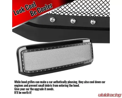 Spec-D Black ABS Rivet Style Grille w/ Stainless Steel Mesh Ford F-Series | Excursion 2005-2007 - HG-F25005JMSS-HJ