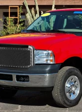 Spec-D Black ABS Rivet Style Grille w/ Stainless Steel Mesh Ford F-Series | Excursion 2005-2007                                     - HG-F25005JMSS-HJ - Image 10