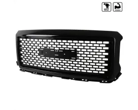 Spec-D Glossy Black ABS Denali Style Mesh Grille  GMC Sierra 2014-2015