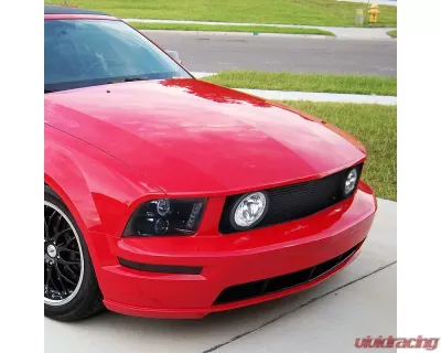 Spec-D Black ABS Grille w/ Dual H10 Fog Lights Ford Mustang 2005-2009 - HG-MST05HFOGBK