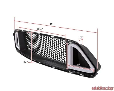 Spec-D Black ABS Mesh Grille w/ Dual Integrated LED Bar Ford Mustang 2015-2017 - HG-MST15BKDRL-GP