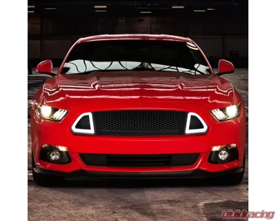 Spec-D Black ABS Mesh Grille w/ Dual Integrated LED Bar Ford Mustang 2015-2017 - HG-MST15BKDRL-GP