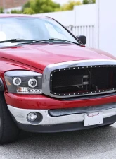 Spec-D Chrome ABS Rivet Style Grille w/ Stainless Steel Mesh Dodge Ram 2006-2008                                     - HG-RAM06SS - Image 10
