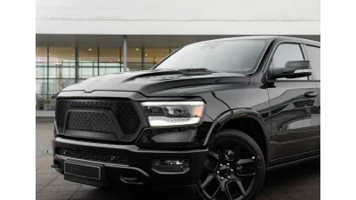 Spec-D Matte Black ABS Rebel Style Honeycomb Mesh Grille Dodge Ram 1500 2019-2021                                     - HG-RAM1915BB-RB-GL - Image 10