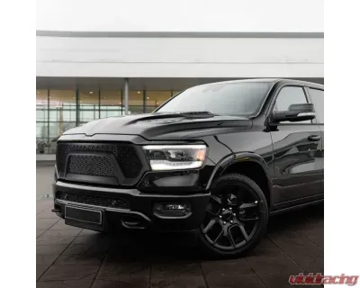 Spec-D Matte Black ABS Rebel Style Honeycomb Mesh Grille Dodge Ram 1500 2019-2021 - HG-RAM1915BB-RB-GL