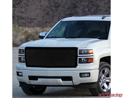 Spec-D Glossy Black ABS Honeycomb Mesh Grille Chevrolet Silverado 1500 2014-2015 - HG-SIV14JM-JL