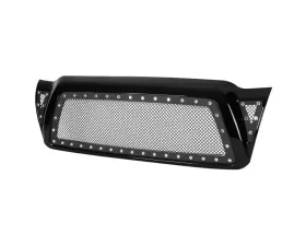 Spec-D Glossy Black ABS Rivet Style Grille w/ Stainless Steel Mesh Toyota Tacoma 2005-2011