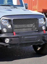 Spec-D Matte Black ABS Mesh Grille Jeep Wrangler 2007-2018                                     - HG-WRG07BB-G3-KL - Image 3