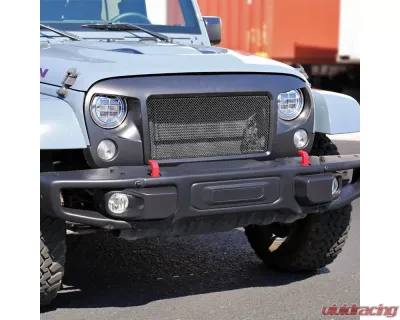 Spec-D Matte Black ABS Mesh Grille Jeep Wrangler 2007-2018 - HG-WRG07BB-G3-KL