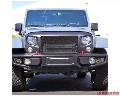 Spec-D Matte Black ABS Mesh Grille Jeep Wrangler 2007-2018 - HG-WRG07BB-G3-KL