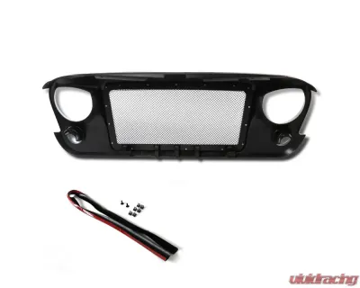 Spec-D Matte Black ABS Mesh Grille Jeep Wrangler 2007-2018 - HG-WRG07BB-G3-KL