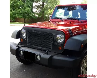 Spec-D Matte Black ABS Mesh Grille Jeep Wrangler 2007-2018 - HG-WRG07BB-G3-KL