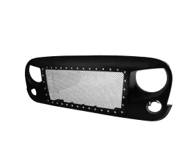 Spec-D Matte Black Rivet Style Mesh Grille Jeep Wrangler 2007-2018