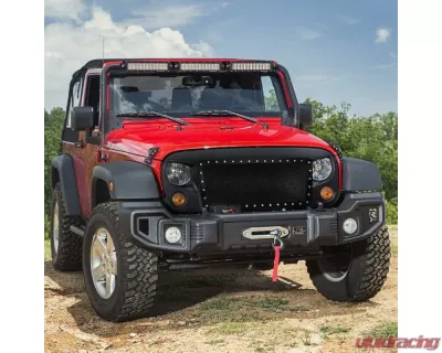 Spec-D Matte Black Rivet Style Mesh Grille Jeep Wrangler 2007-2018 - HG-WRG07BB-G4-KL