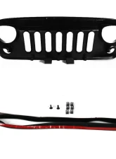 Spec-D Matte Black Rivet Style Mesh Grille Jeep Wrangler 2007-2018                                     - HG-WRG07BB-G4-KL - Image 3