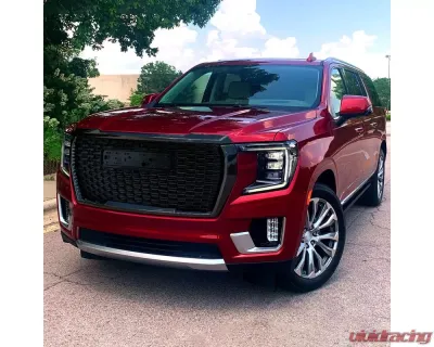 Spec-D Glossy Black Front Upper Grille Moulding GMC Yukon | Yukon XL 2021-2022 - HG-YUK21GB-MD-GL
