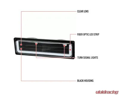 Spec-D LED Strip Bumper Corner Signal Lights (Matte Black Housing/Clear Lens) Chevrolet | GMC 1988-1999 - LB-C1088JM-G3-GO