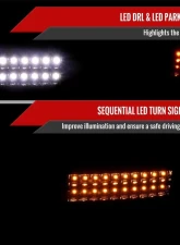 Spec-D Bumper Lights w/ Sequential Turn Signal Lights (Glossy Black Housing/Smoked Lens) GMC Sierra | Yukon 1999-2007                                     - LB-GMC99GLED-SQ-TM - Image 3