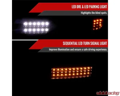 Spec-D Bumper Lights w/ Sequential Turn Signal Lights (Glossy Black Housing/Smoked Lens) GMC Sierra | Yukon 1999-2007 - LB-GMC99GLED-SQ-TM