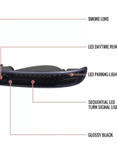 Spec-D Bumper Lights w/ Sequential Turn Signal Lights (Glossy Black Housing/Smoked Lens) GMC Sierra | Yukon 1999-2007                                     - LB-GMC99GLED-SQ-TM - Image 9