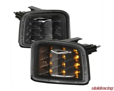 Spec-D LED STI Sequential Front Bumper Turn Signal Lights (Matte Black Housing/Clear Lens) Subaru WRX | STI 2015-2021 - LB-WRX15JMLED-SQ-VS