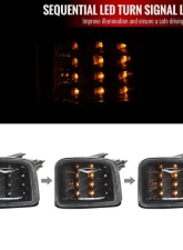 Spec-D LED STI Sequential Front Bumper Turn Signal Lights (Matte Black Housing/Clear Lens) Subaru WRX | STI 2015-2021                                     - LB-WRX15JMLED-SQ-VS - Image 2