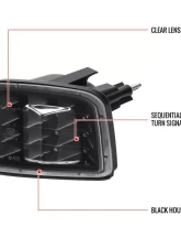 Spec-D LED STI Sequential Front Bumper Turn Signal Lights (Matte Black Housing/Clear Lens) Subaru WRX | STI 2015-2021                                     - LB-WRX15JMLED-SQ-VS - Image 7