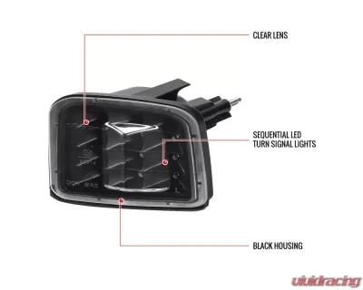 Spec-D LED STI Sequential Front Bumper Turn Signal Lights (Matte Black Housing/Clear Lens) Subaru WRX | STI 2015-2021 - LB-WRX15JMLED-SQ-VS