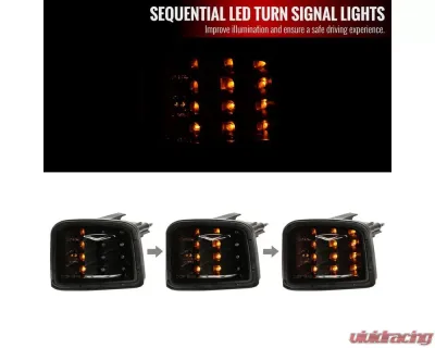 Spec-D LED STI Sequential Front Bumper Turn Signal Lights (Matte Black Housing/Smoke Lens) Subaru WRX | STI 2015-2021 - LB-WRX15SMLED-SQ-VS