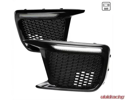 Spec-D Switchback LED Sequential Signal Fog Light Mesh Bezels (Glossy Black Housing/Clear Lens) Subaru WRX | STI 2018-2021 - LDR-WRX18GBV2-SQ-VS