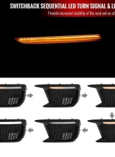 Spec-D Switchback LED Sequential Signal Fog Light Mesh Bezels (Glossy Black Housing/Clear Lens) Subaru WRX | STI 2018-2021                                     - LDR-WRX18GBV2-SQ-VS - Image 2